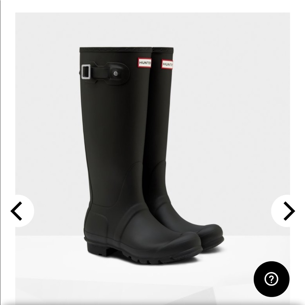 Matte black tall hunter boots